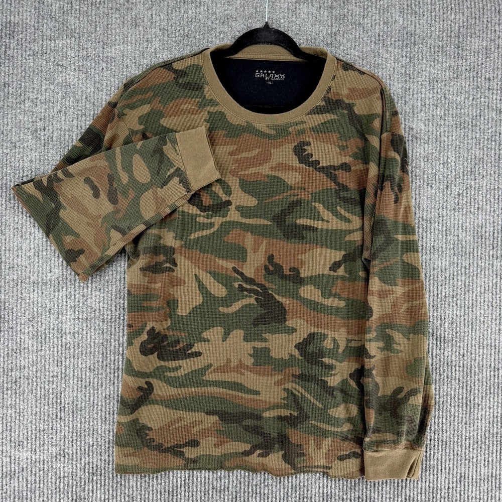 Camo thermal waffle knit southern gothic americana long sleeve shirt men's XL